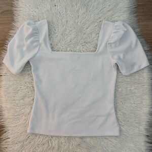 Club Monaco White Puff Sleeve Top Size small